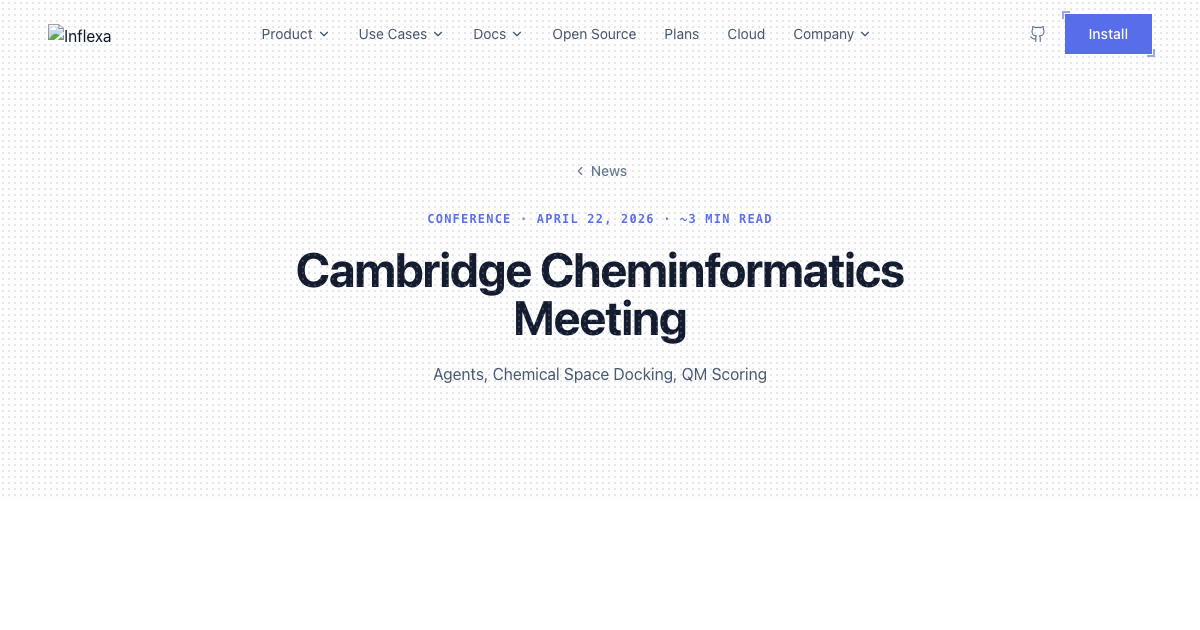 Inflexa Inflexa at Cambridge Cheminformatics, April 2026 | Inflexa